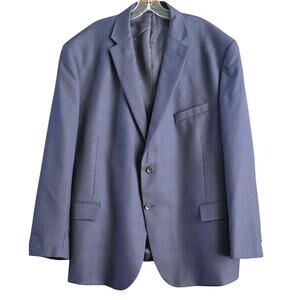 Jos A Bank Reserve Blazer Mens 52R Blue Windowpane Plaid Wool Silk Blend
